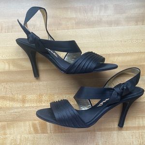 Nina black satin high heels